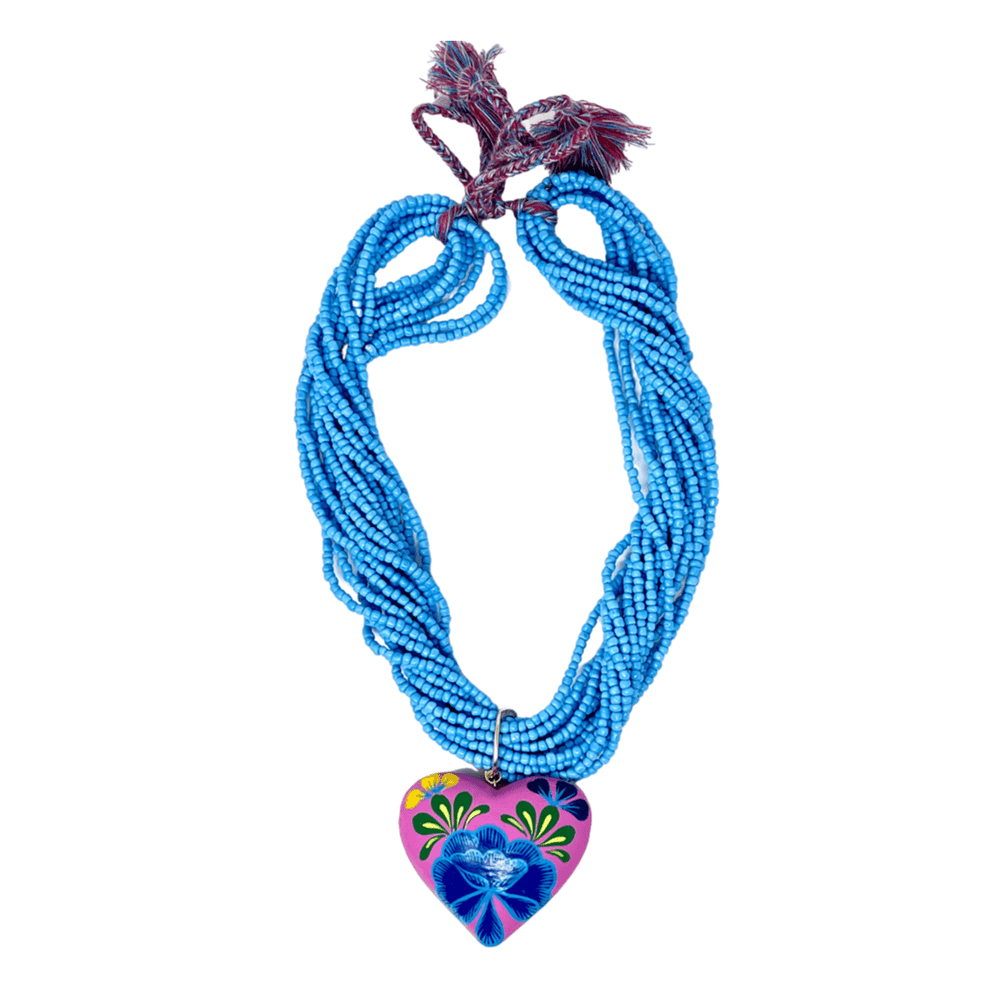 Chakira Hand Painted Necklace in Blue - Bootsologie