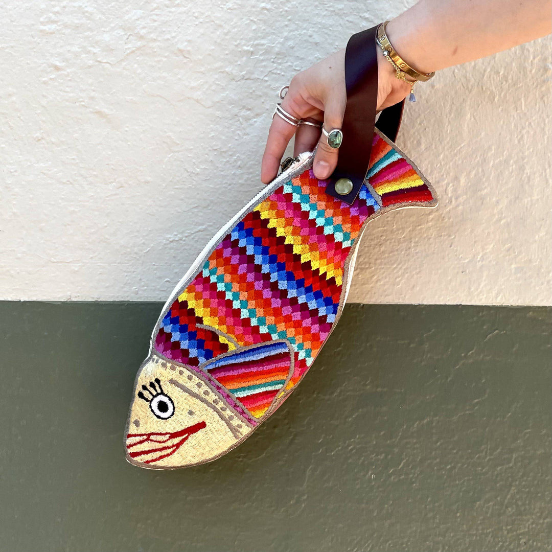 Embroidered Fish Wristlet. - Bootsologie
