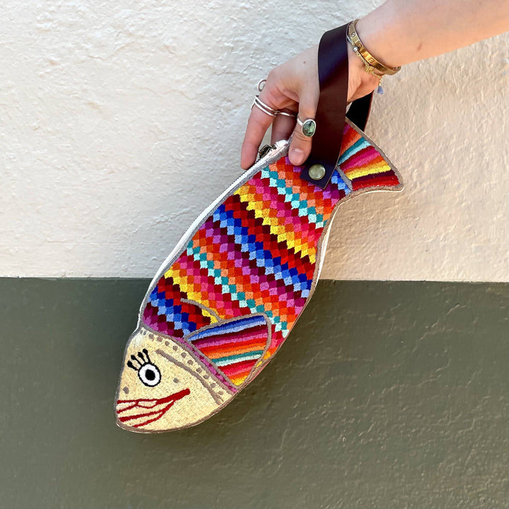 Embroidered Fish Wristlet. - Bootsologie